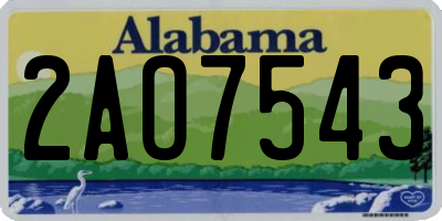 AL license plate 2AO7543