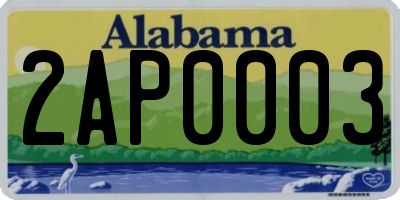 AL license plate 2AP0003