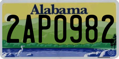 AL license plate 2AP0982