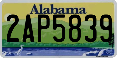 AL license plate 2AP5839