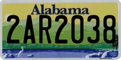 AL license plate 2AR2038