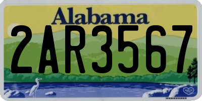 AL license plate 2AR3567