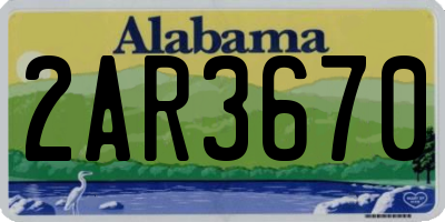 AL license plate 2AR3670
