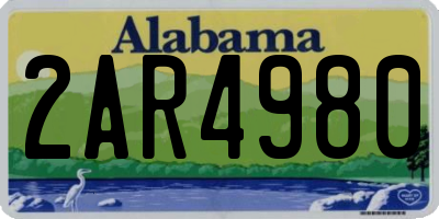 AL license plate 2AR4980