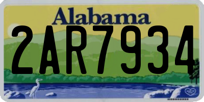 AL license plate 2AR7934
