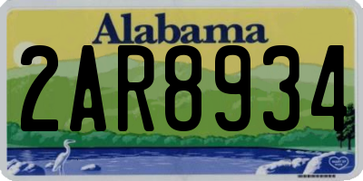 AL license plate 2AR8934