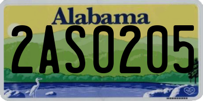 AL license plate 2AS0205