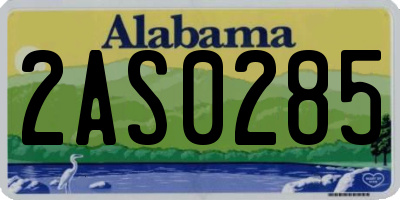 AL license plate 2AS0285