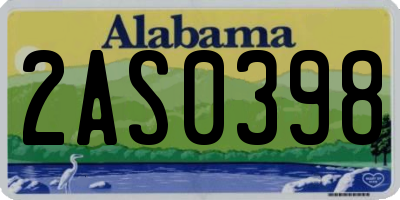 AL license plate 2AS0398