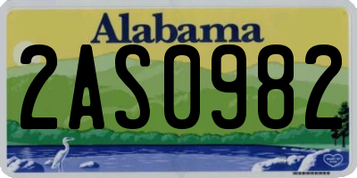 AL license plate 2AS0982