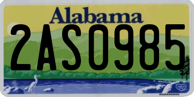AL license plate 2AS0985