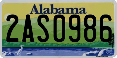 AL license plate 2AS0986