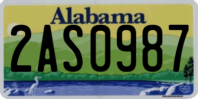 AL license plate 2AS0987