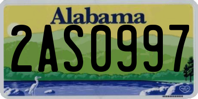 AL license plate 2AS0997