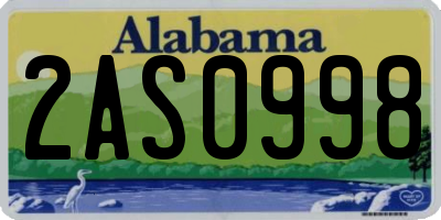 AL license plate 2AS0998