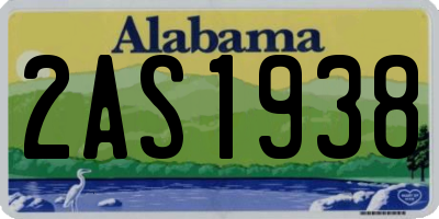 AL license plate 2AS1938