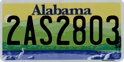 AL license plate 2AS2803