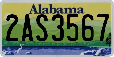 AL license plate 2AS3567