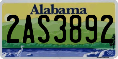 AL license plate 2AS3892