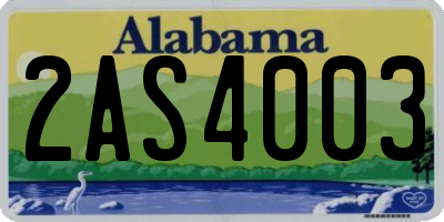 AL license plate 2AS4003