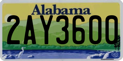 AL license plate 2AY3600