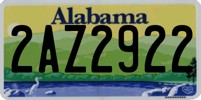 AL license plate 2AZ2922