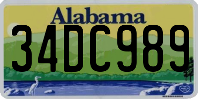 AL license plate 34DC989