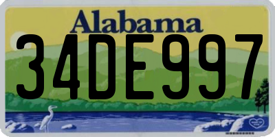 AL license plate 34DE997