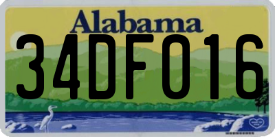AL license plate 34DF016