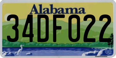 AL license plate 34DF022