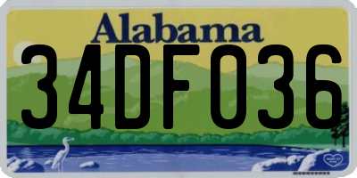 AL license plate 34DF036