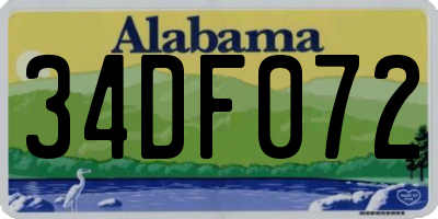 AL license plate 34DF072