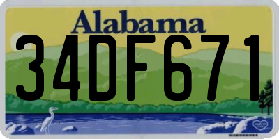 AL license plate 34DF671