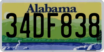 AL license plate 34DF838