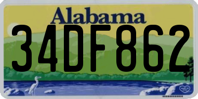 AL license plate 34DF862