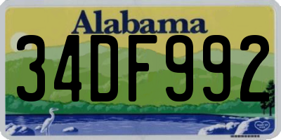 AL license plate 34DF992