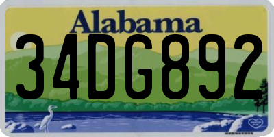 AL license plate 34DG892