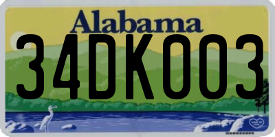 AL license plate 34DK003