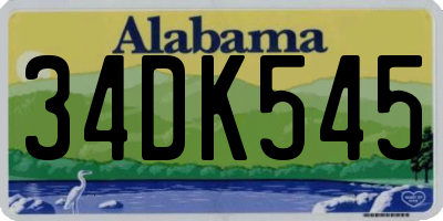 AL license plate 34DK545