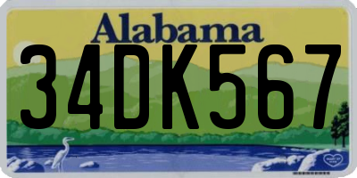 AL license plate 34DK567