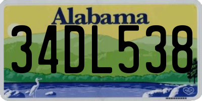AL license plate 34DL538