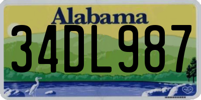 AL license plate 34DL987