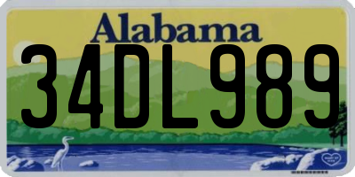 AL license plate 34DL989