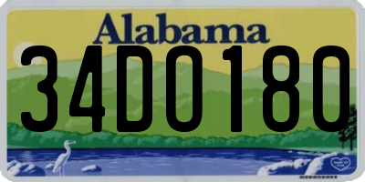 AL license plate 34DO180