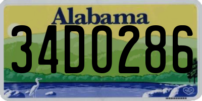 AL license plate 34DO286