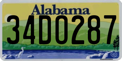 AL license plate 34DO287