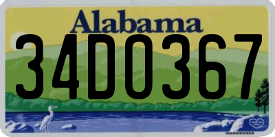 AL license plate 34DO367