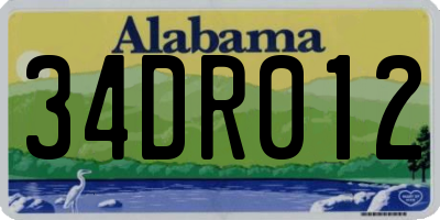 AL license plate 34DR012