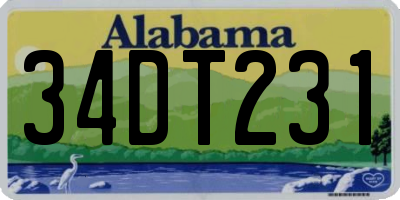 AL license plate 34DT231