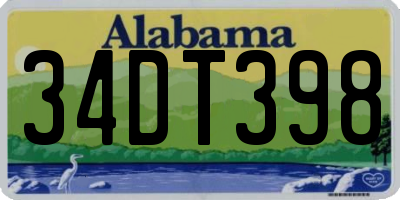 AL license plate 34DT398